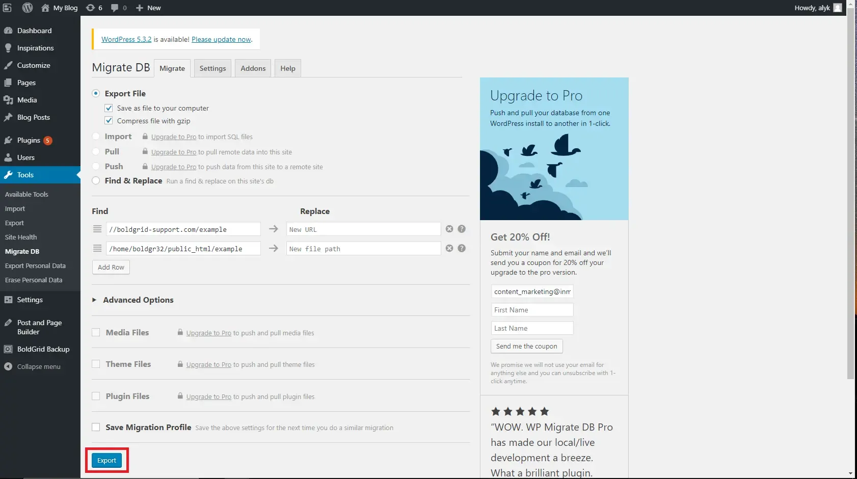 migrate-wordpress-plugin-step-2