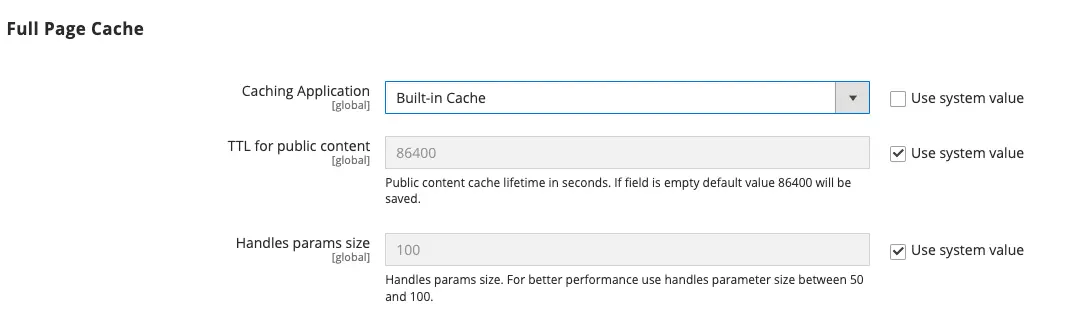 Magento’s built-in caching functionality