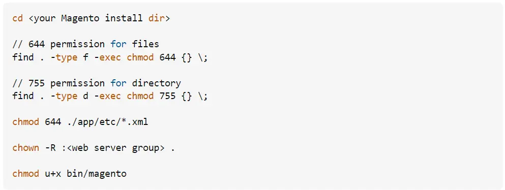 magento file permission settings