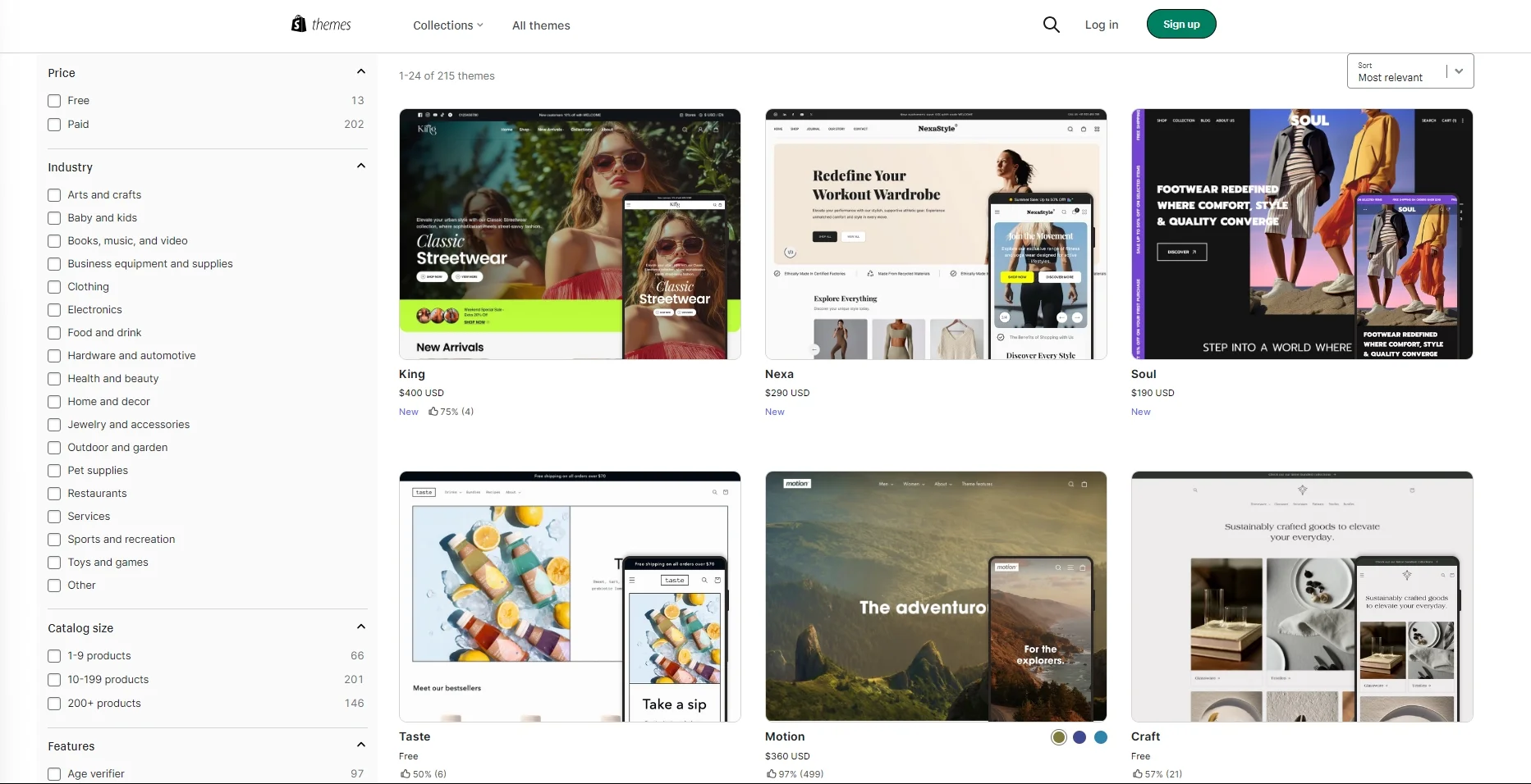 Shopify theme collection