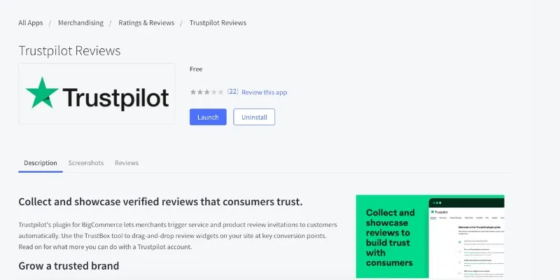 Trustpilot BigCommerce app