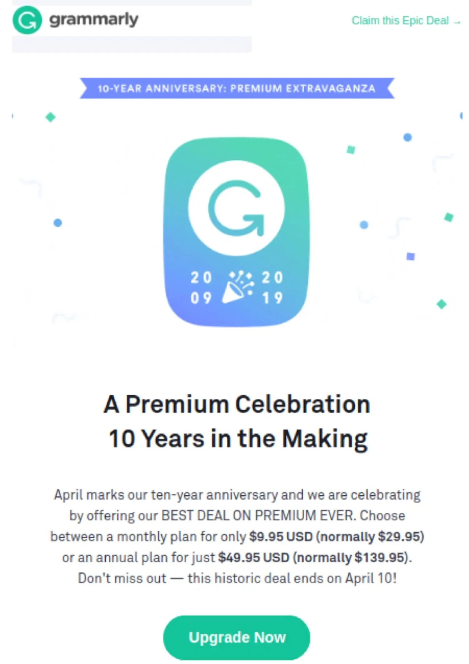 upsell promotion-grammarly