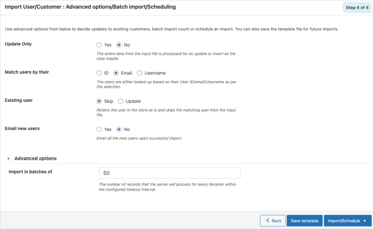 Step 5a: Configure advanced options