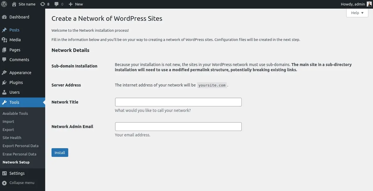 Create WooCommerce multisite network