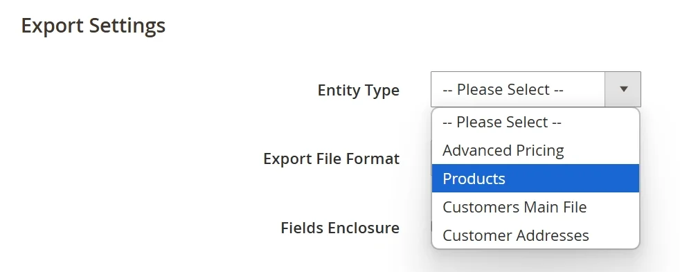 Export Magento product attributes step 2