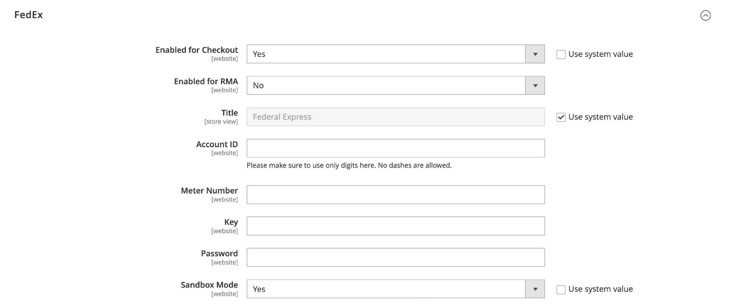 FedEx shipping configuration Magento