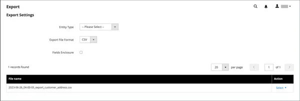 Magento 2 export settings