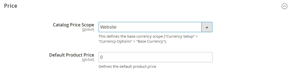 Set catalog price scope to website