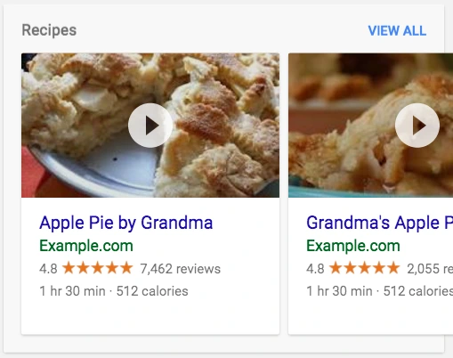 An example of how Google displays structured data