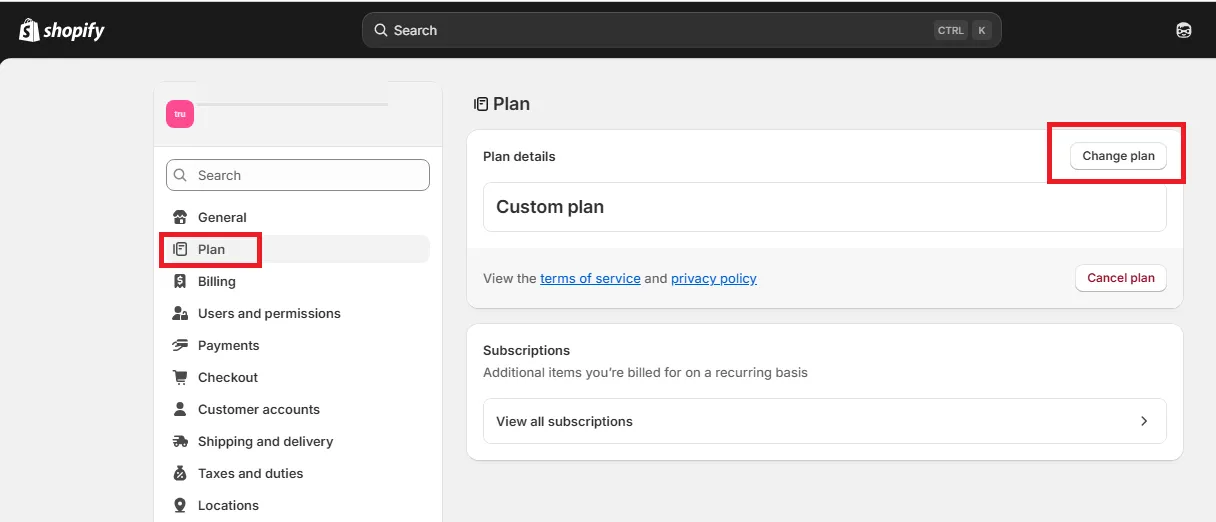 shopify-change-plan