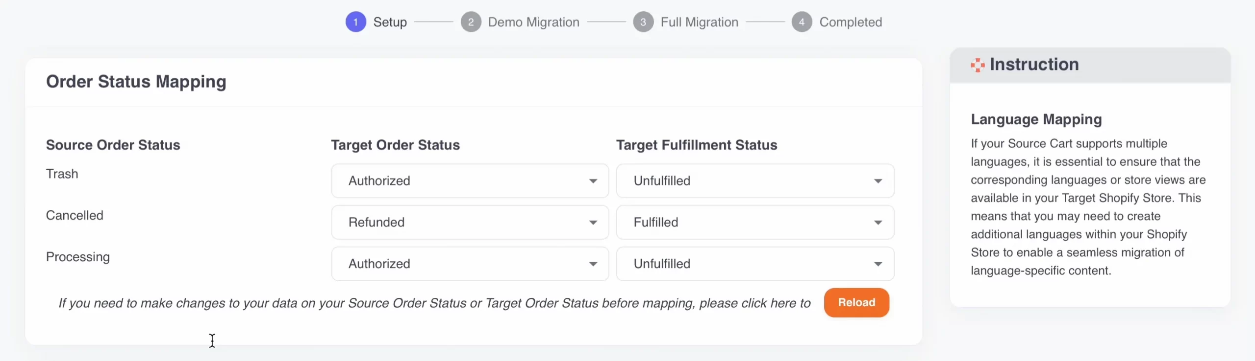 order status mapping