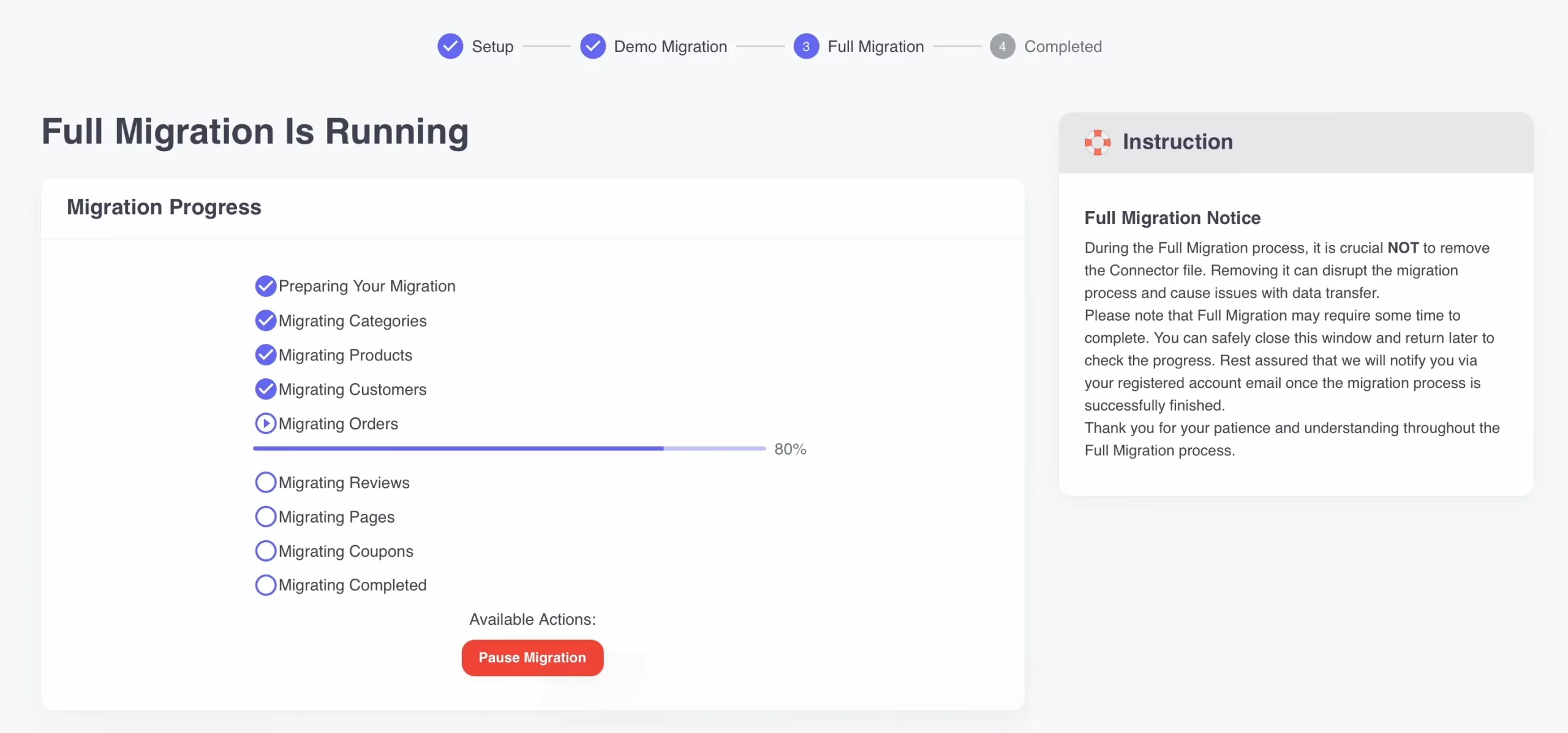 full migration running