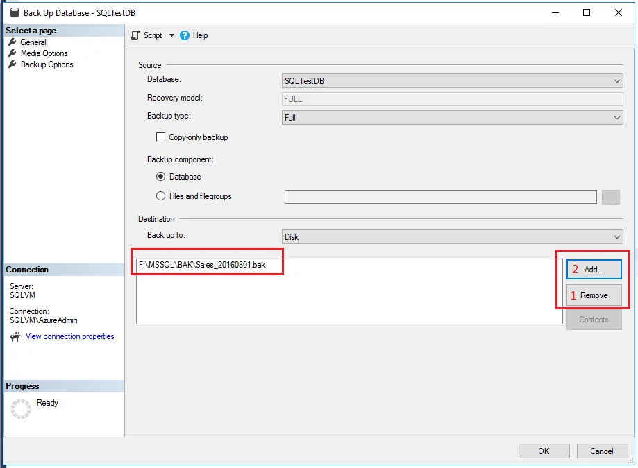 Save SQL database backup