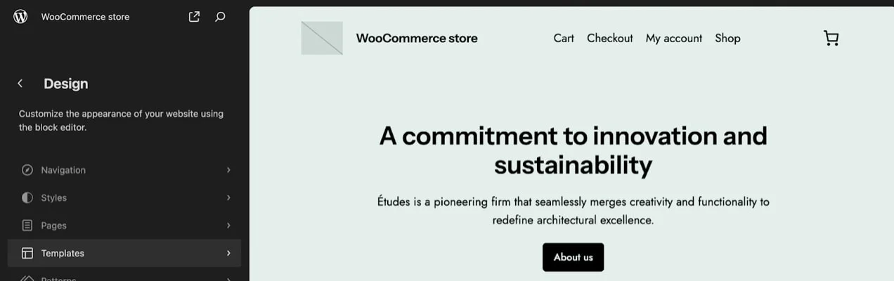 Go to the design section of your WooCommerce store