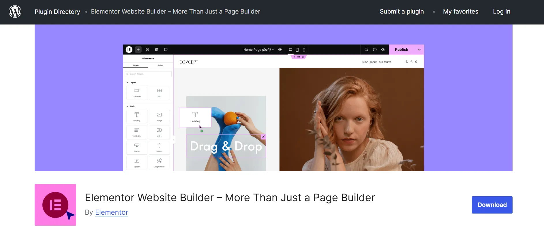 Elementor website builder for WooCommerce