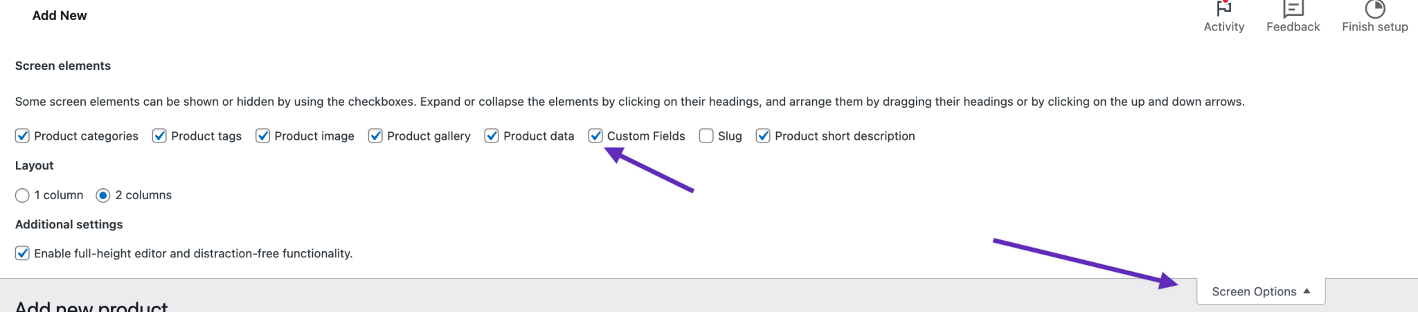 Enable WooCommerce custom fields