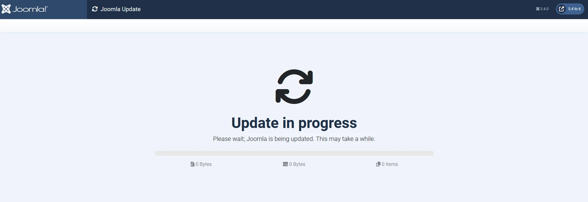 Joomla update in progress