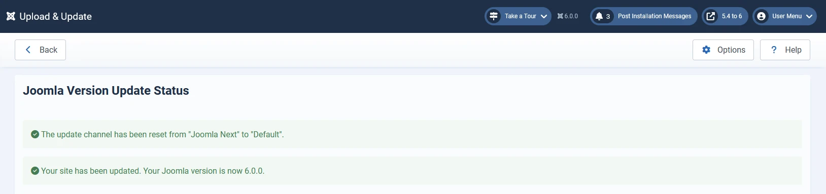 Check Joomla update status