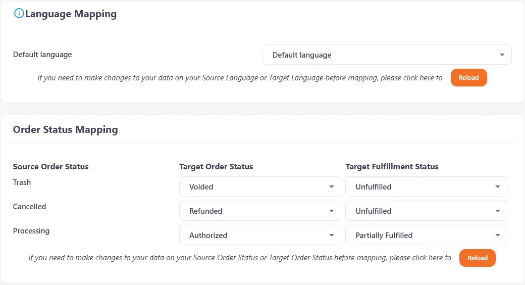 Language and Order Status Mapping