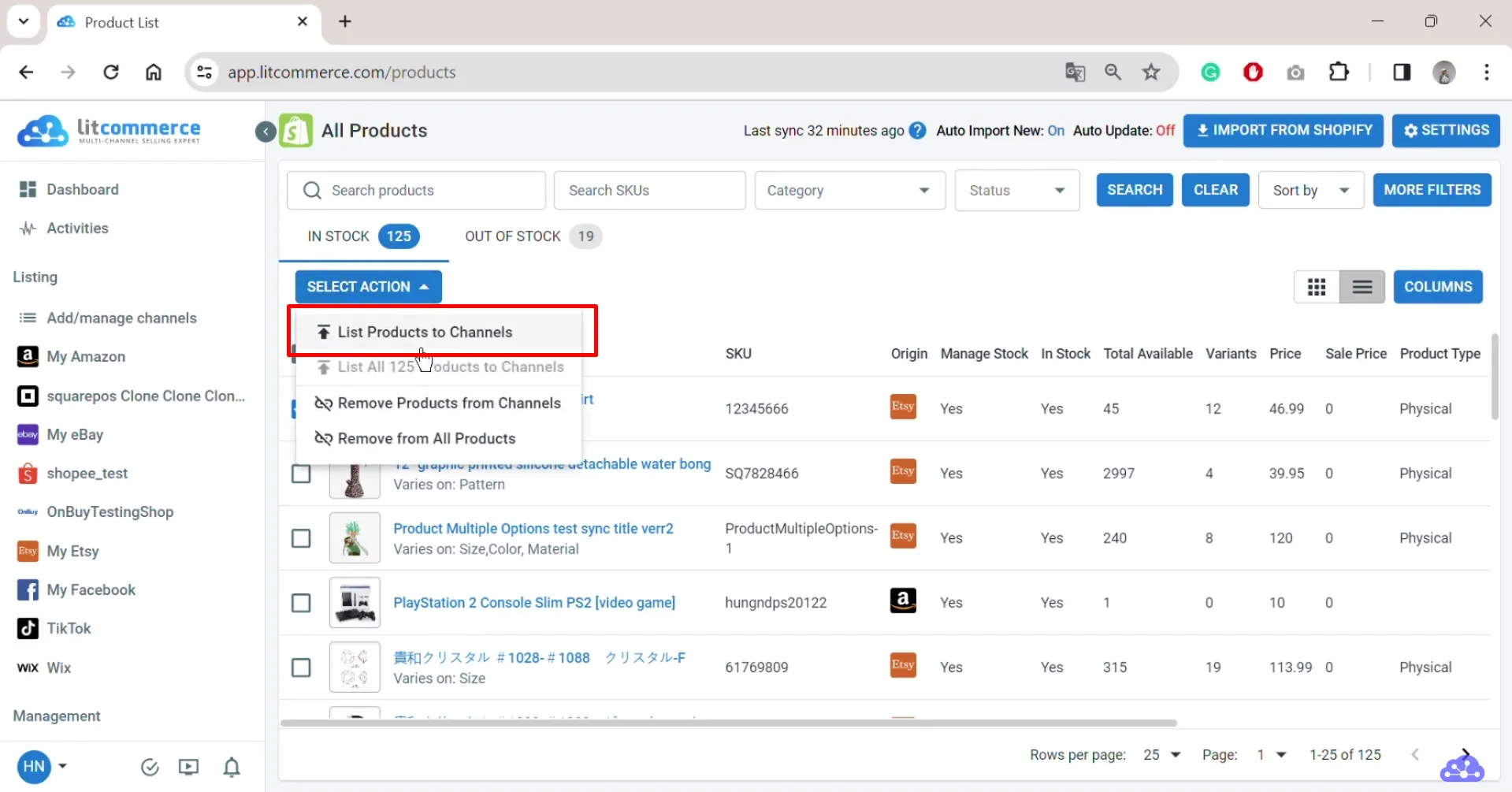 Step 4a: List products to channels