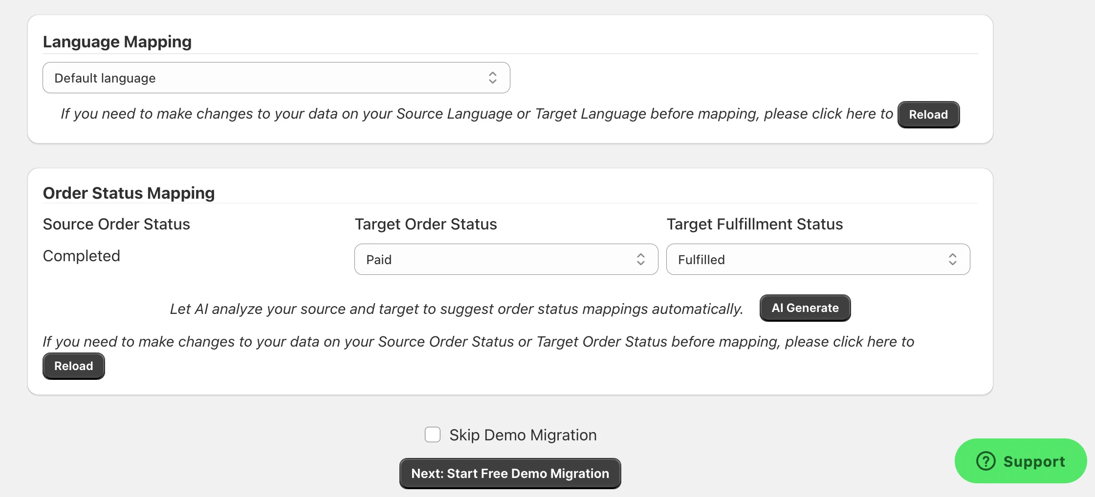 lite store mig app mapping language & order status