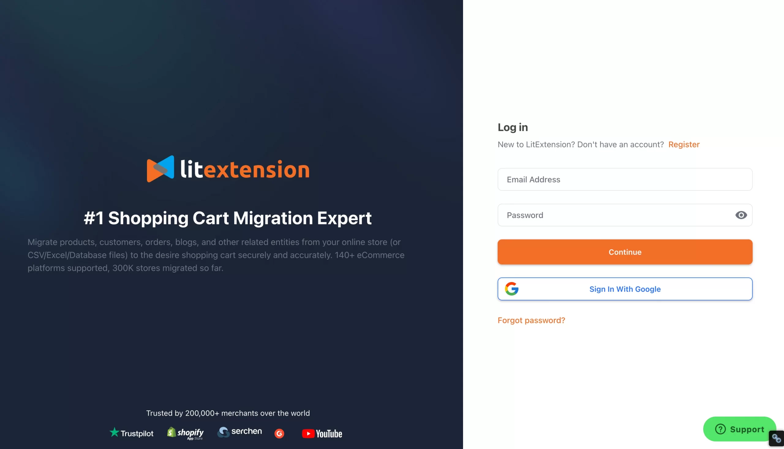Register a LitExtension account within steps