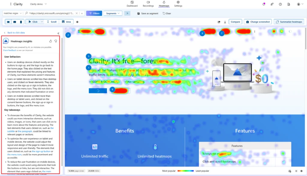 Monitor heatmap with Microsoft Clarity