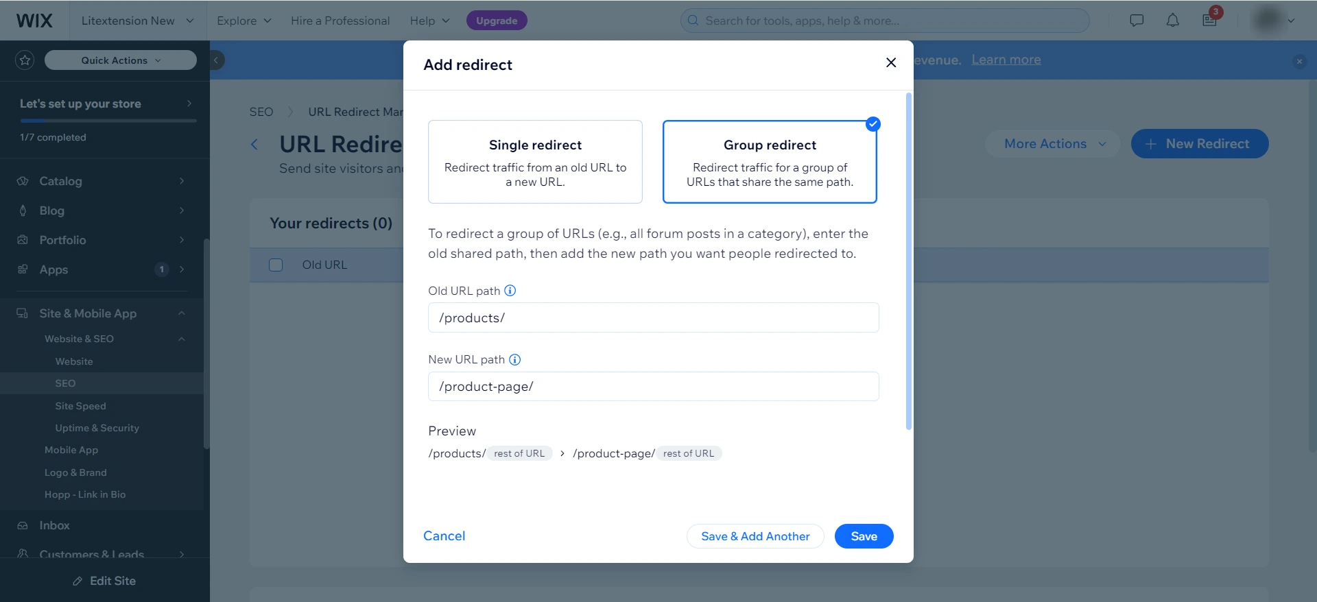 Set up Wix’s Group redirect