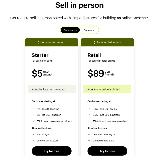 Shopify POS pricing