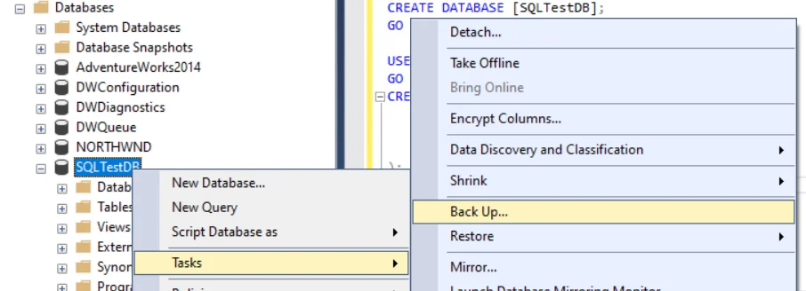 SQL backup using SSMS