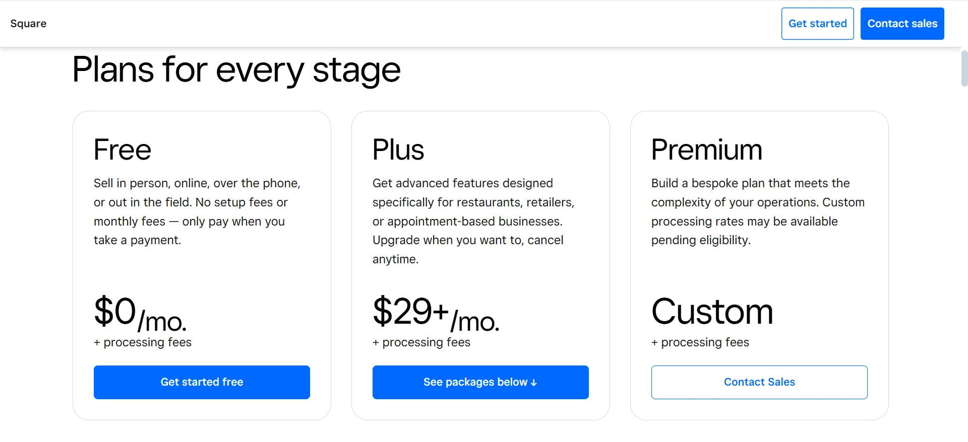 Square’s pricing plans