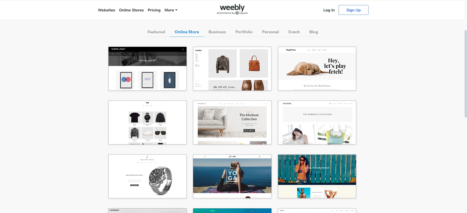 Weebly’s free templates