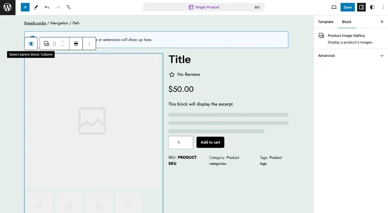 Step 2.1: Select parent block