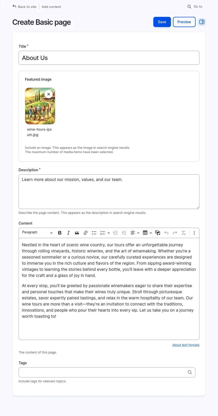 Creating pages on Drupal