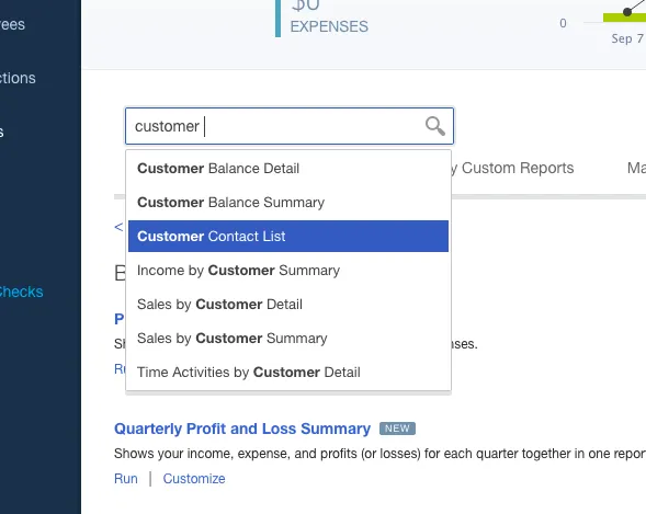 customer contact list quickbooks online