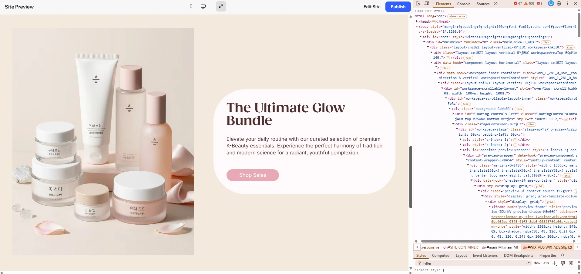 Extract HTML from Wix site