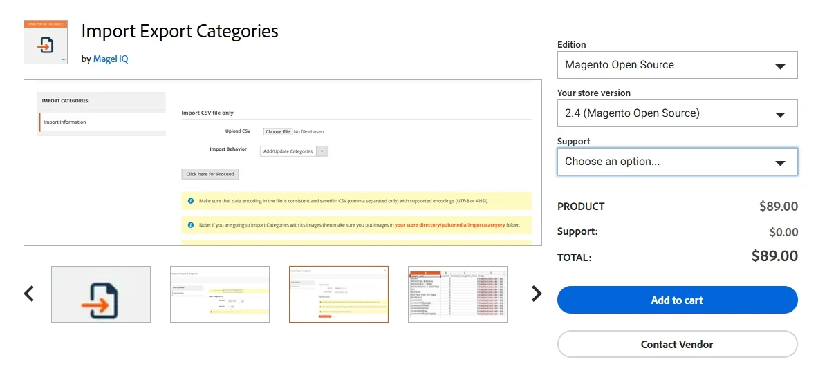 Import export categories by MageHQ