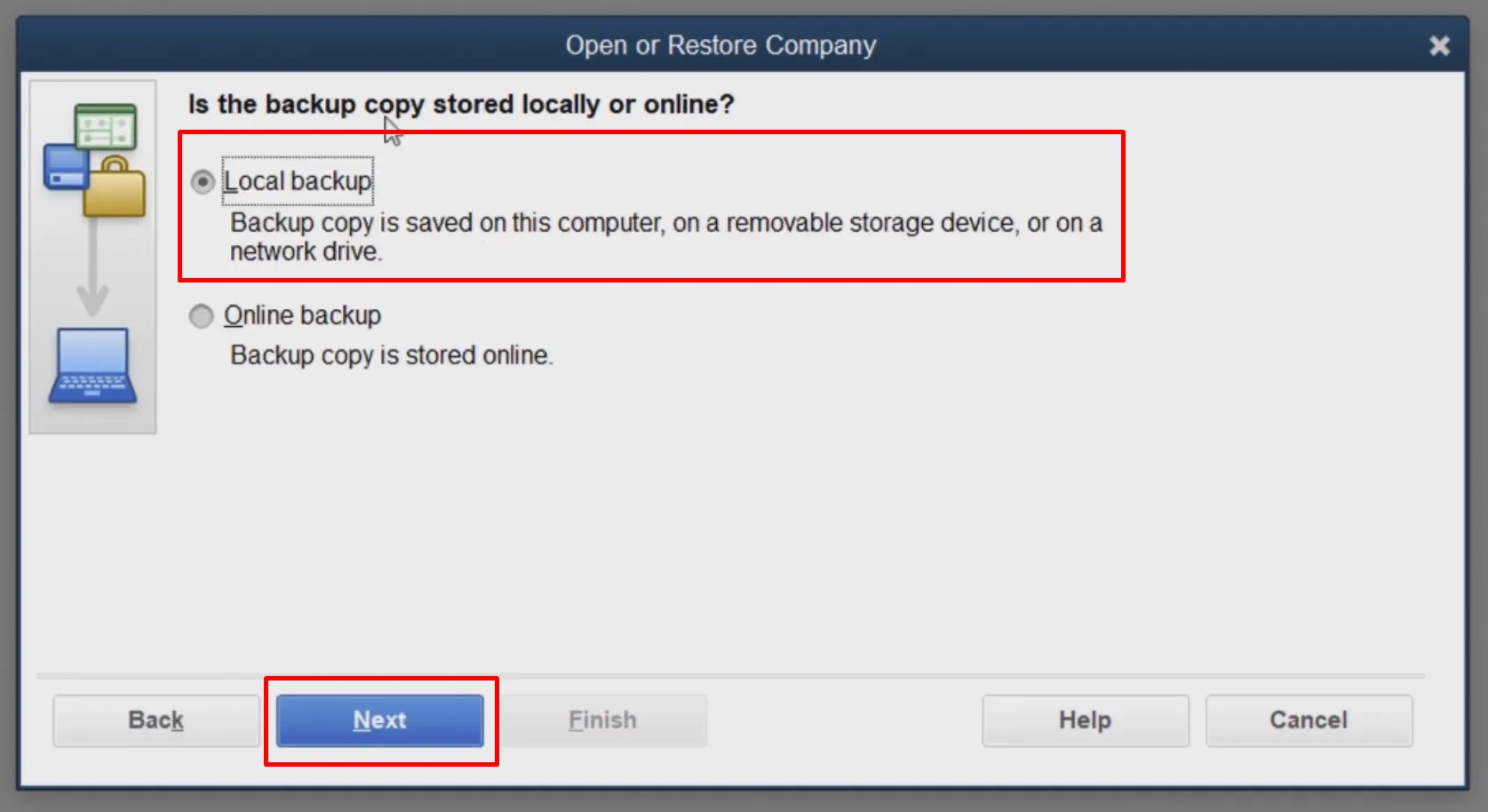 Step 3: Choose Local Backup