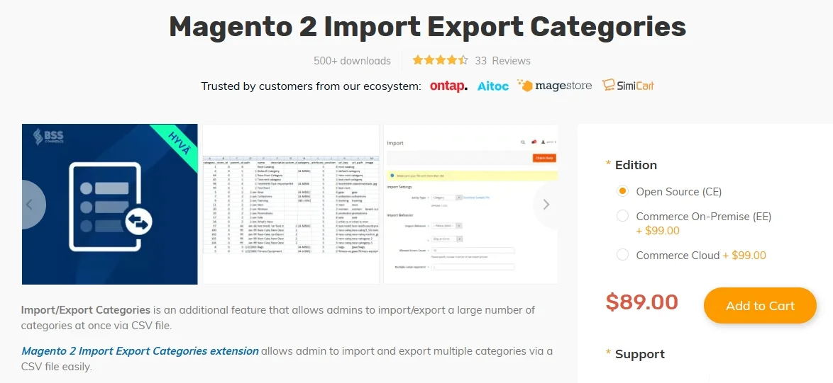 Magento 2 import export category by BSS Commerce