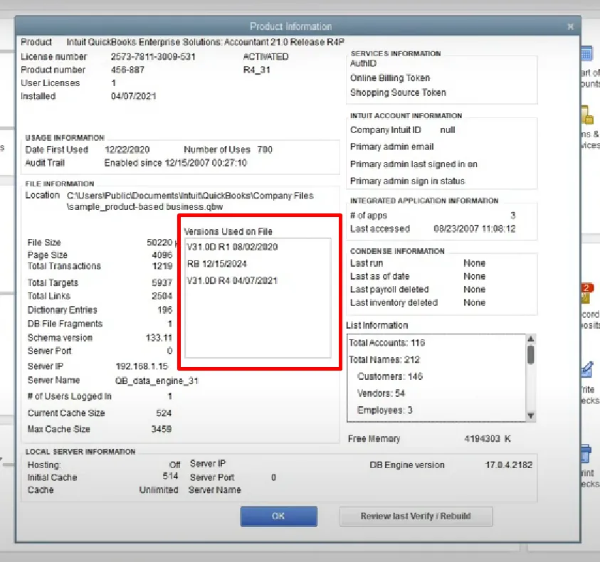 Check your current QuickBooks version
