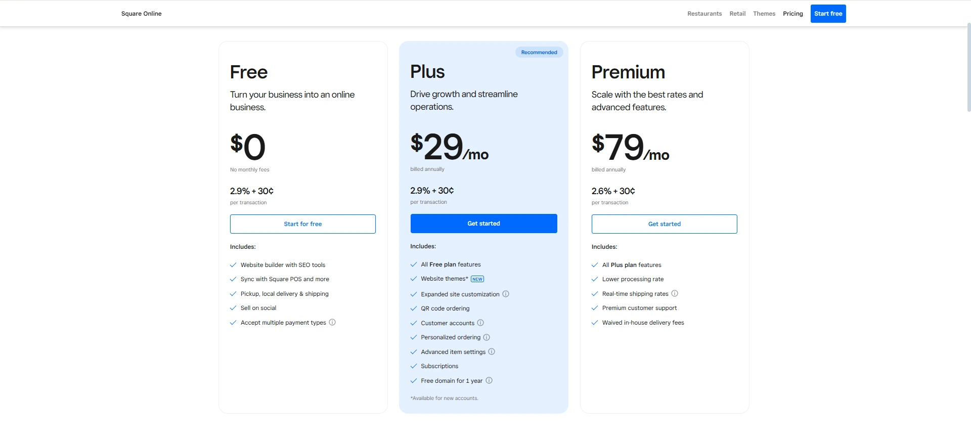 square pricing plans