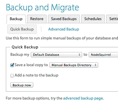 Download Drupal backup and migrate file