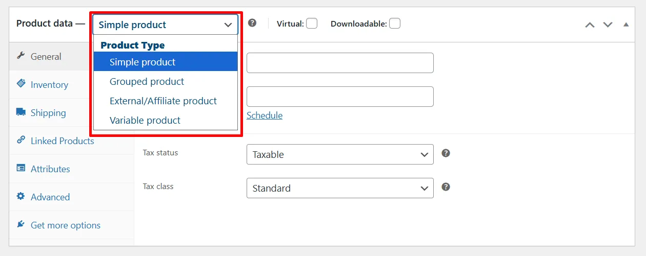 WooCommerce product types