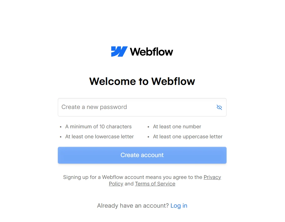 Step 1b: Create a new password
