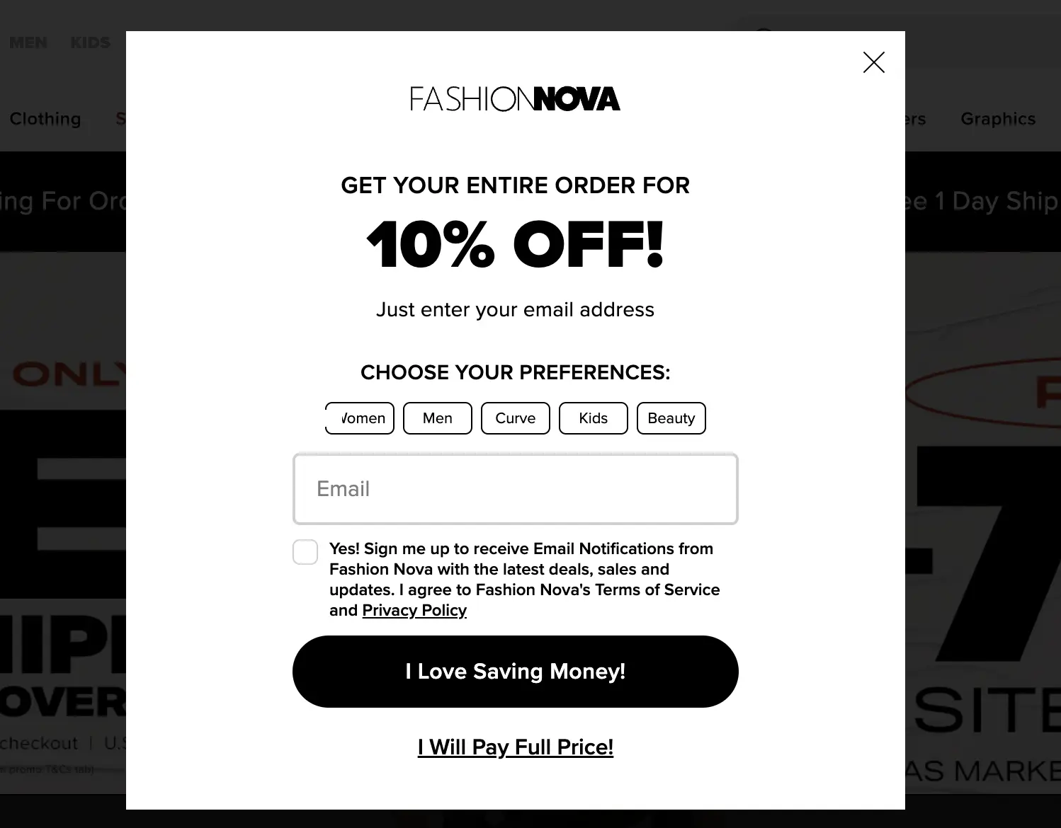 FashionNova coupon codes to new customers