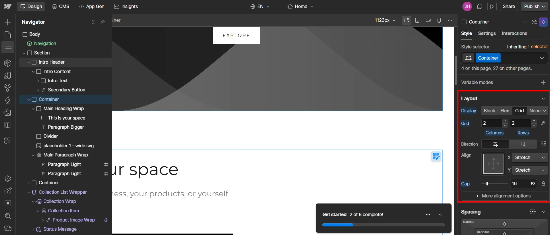 Adjust layout on Webflow