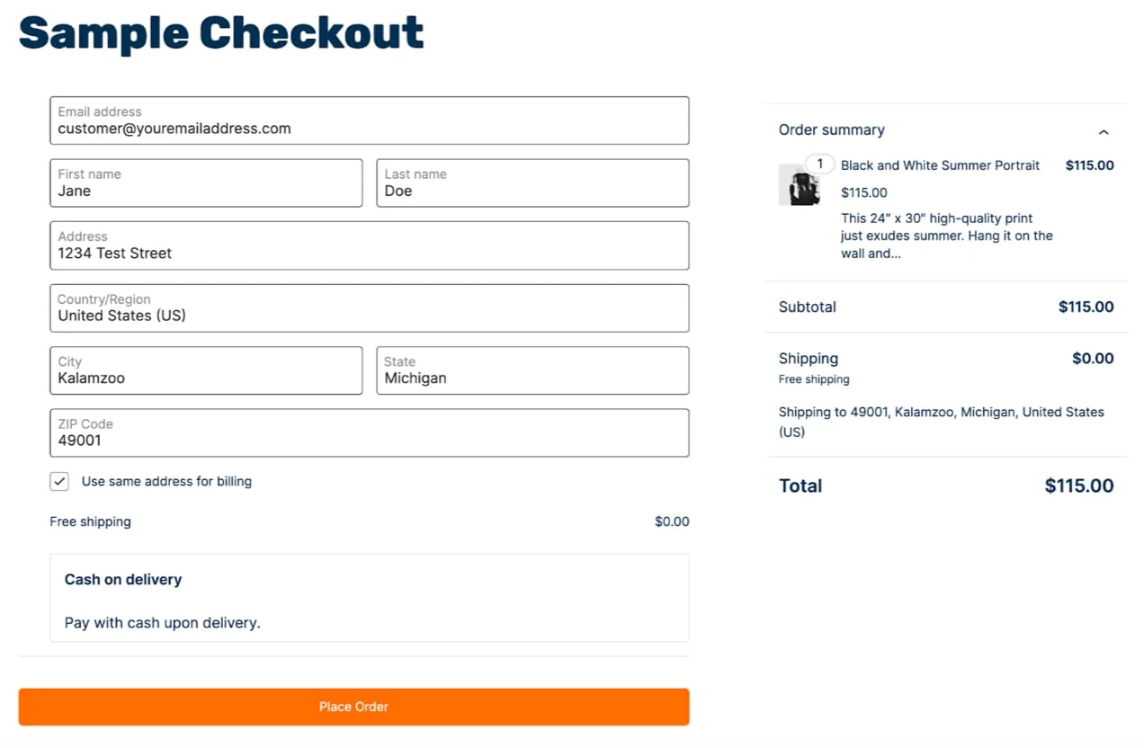 Woocommerce sample checkout