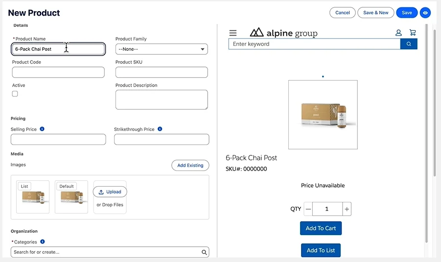 Add products to Salesforce Commerce store