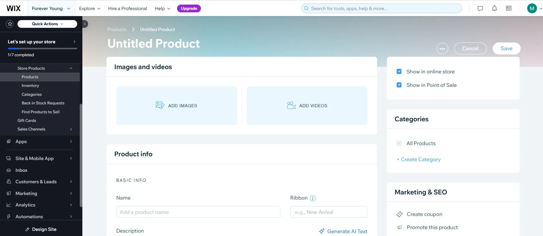 Add products on Wix