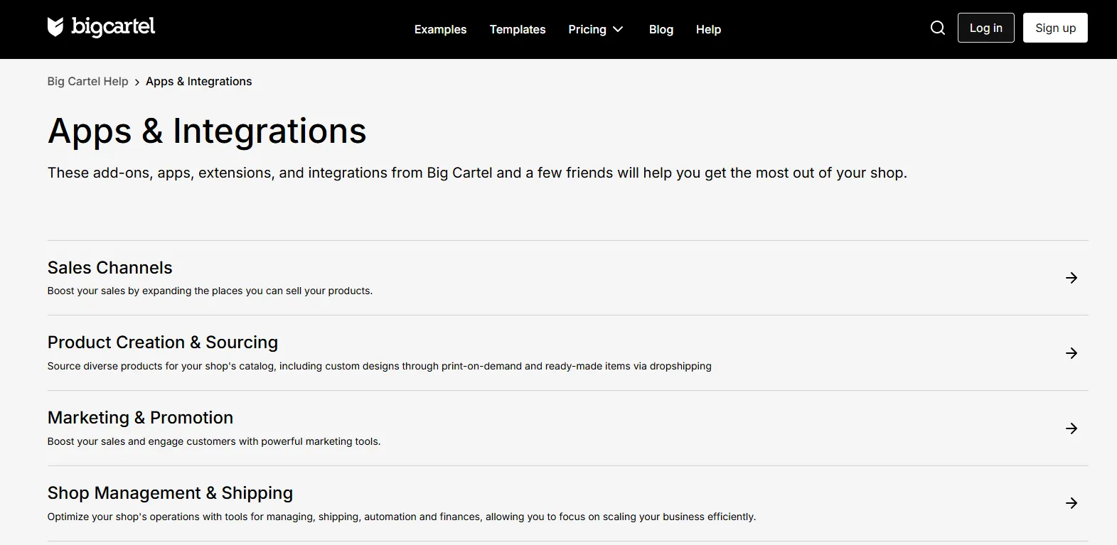 Big Cartel apps and integrations